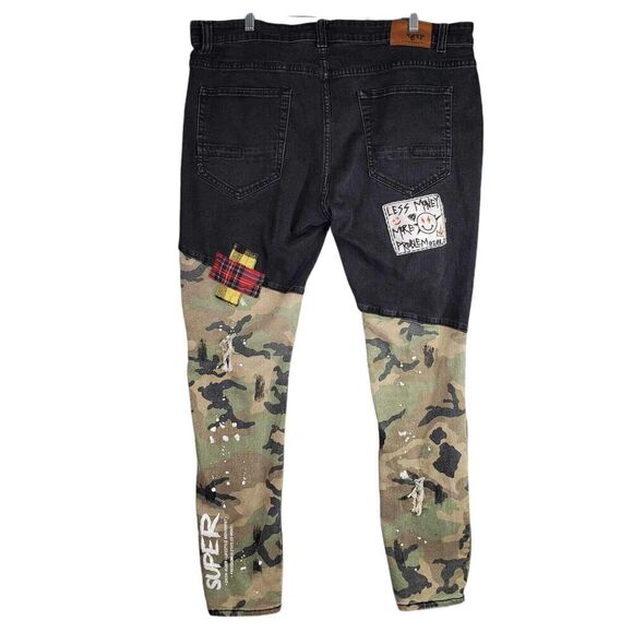 Kleep Jeans Camouflage Camo Pants Mens Size 42 42X33 Mixed Print Embroidered - Picture 3 of 16